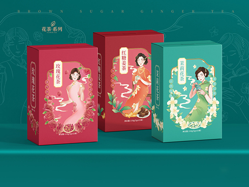 辽宁红糖姜茶、玫瑰花茶包装盒